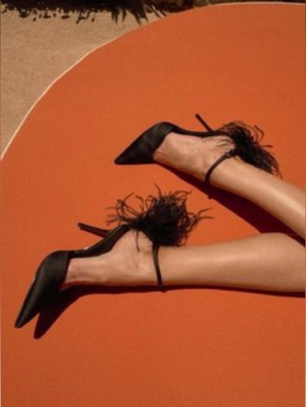 Zara Satin Black Feather Heels